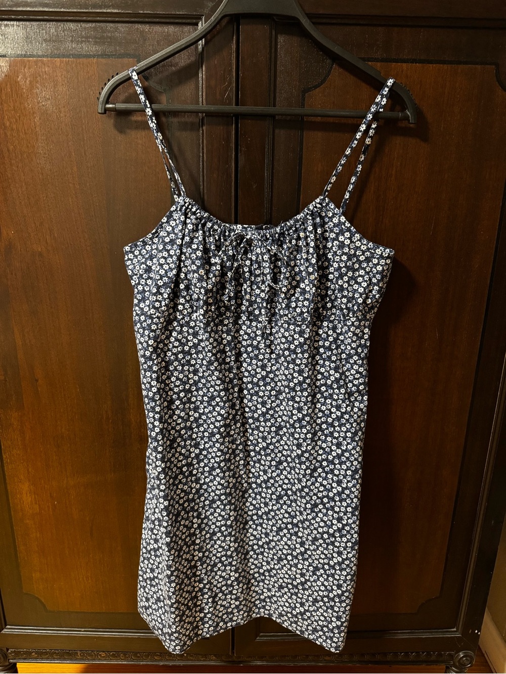 Navy Floral Spaghetti-Strap Mini Dress
